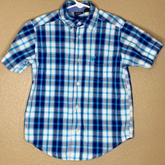 Wrangler boys short sleeve plaid button down - Picture 1 of 6